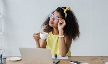 Business woman working online in home office